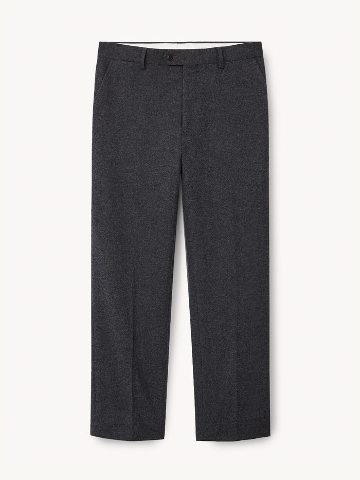 Charcoal Heather Italian Soft Wool Flannel Graduate Pant - Product Flat