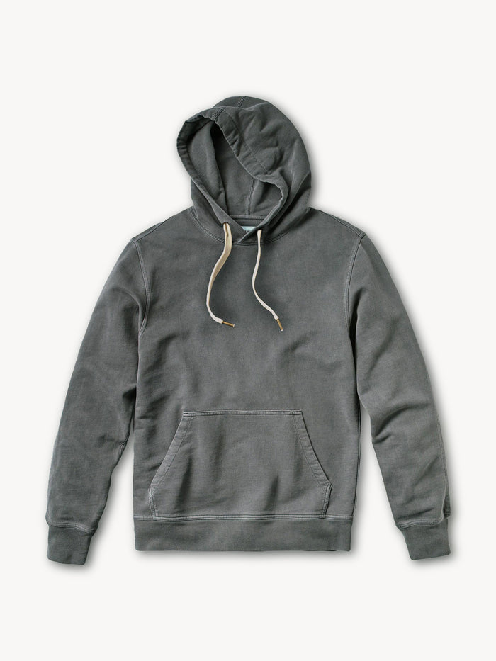 Faded Black Brushed Loopback Hooded Sweatshirt - Product Flat