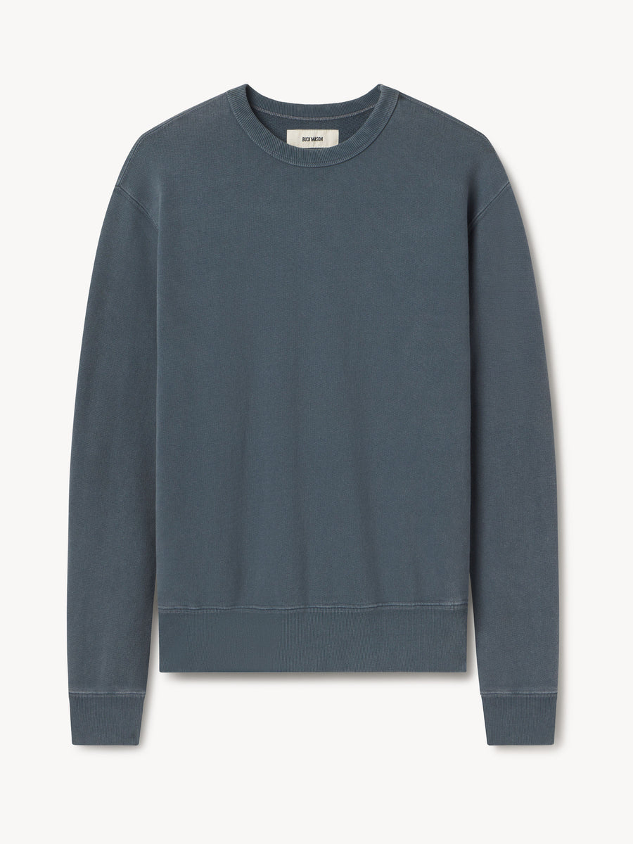 Weathered Blue Sunfade Interloop Crew Sweatshirt