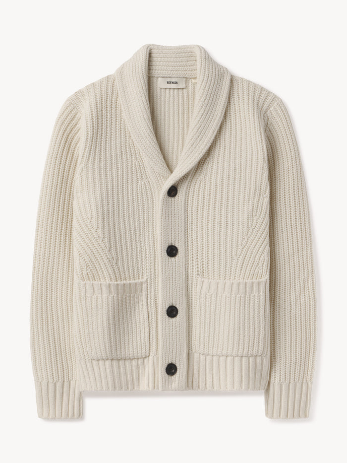 Dutch White Herdsman Shawl Cardigan - Product Flat