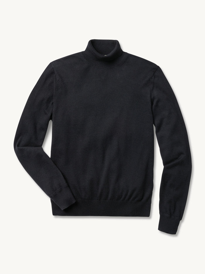 Dark Navy California Cashmere Turtleneck - Product Flat