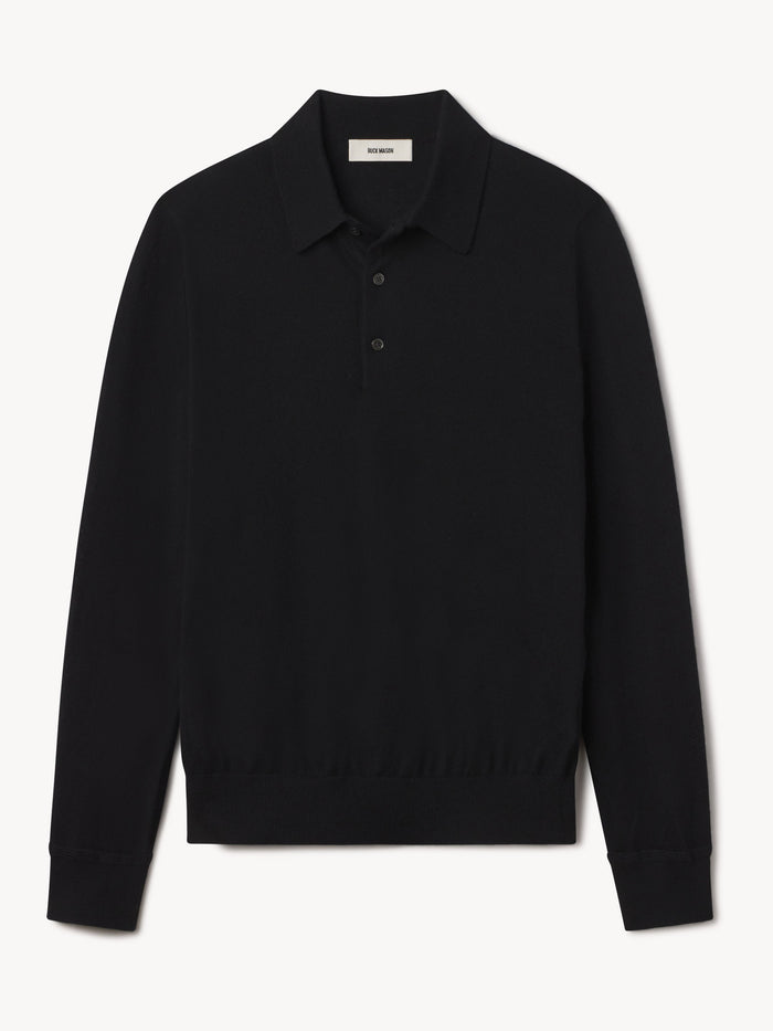 Black California Cashmere L/S Polo - Product Flat