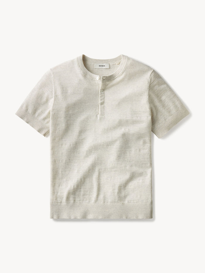 Natural Avalon Knit S/S Henley - Product Flat