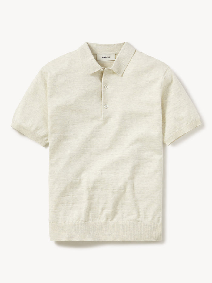 Natural Avalon Knit Polo - Product Flat