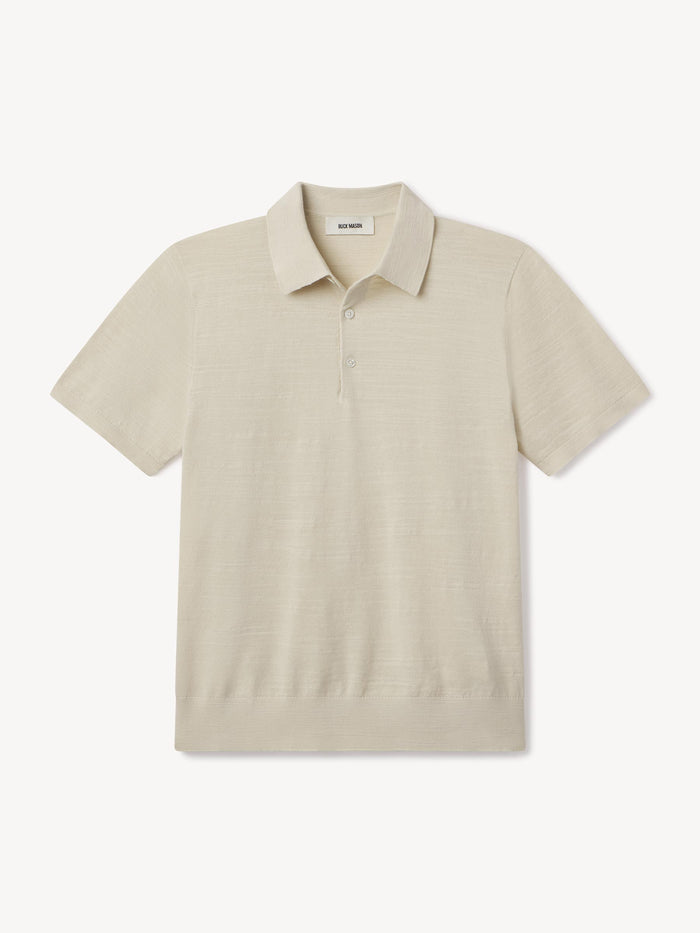 Worn White Avalon Knit Polo - Product Flat