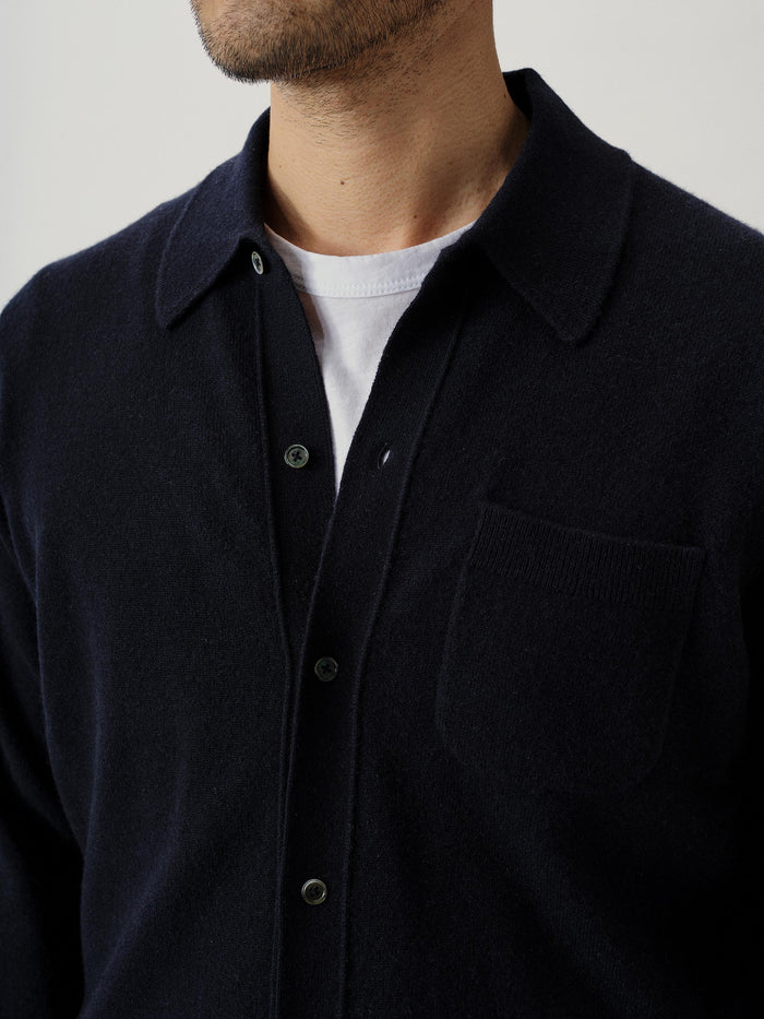 View of the Dress Navy California Cashmere Button Down Shirt