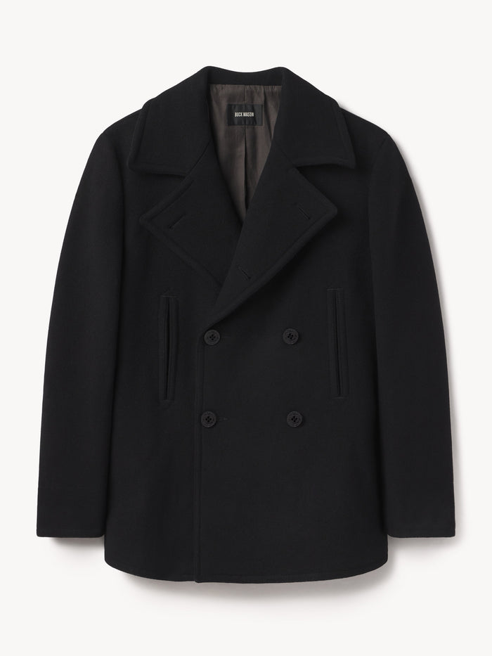 Black Melton Admiral Peacoat - Product Flat