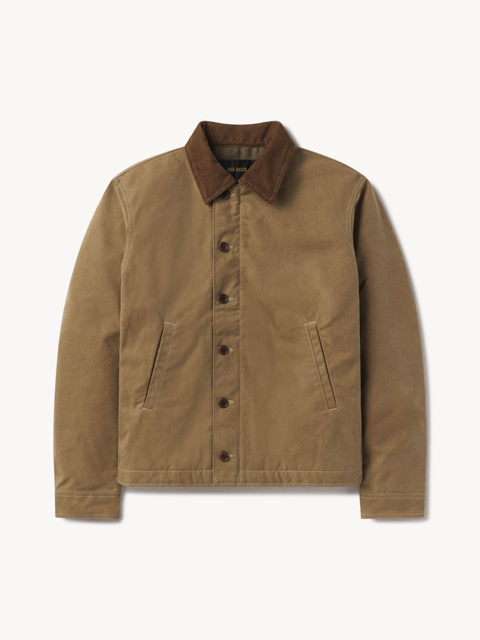 Golden Khaki Dry Waxed Canvas N1 Deck Jacket - Product Flat