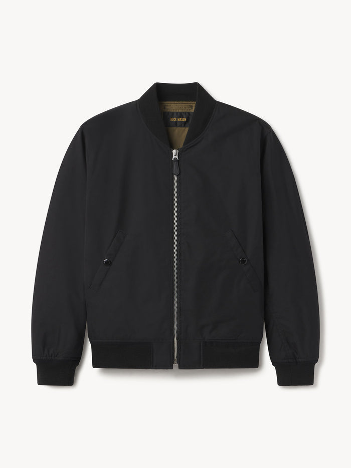 Black Storm Stopper Bomber Jacket - Product Flat