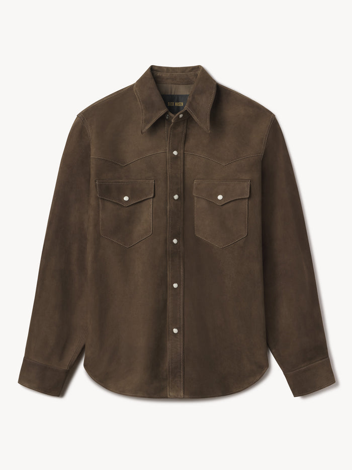 Russet Brown Mojave Suede Western Shirt - Product Flat