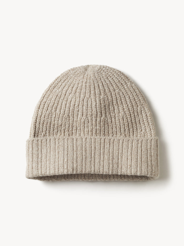 Light Oatmeal Herdsman Beanie - Product Flat