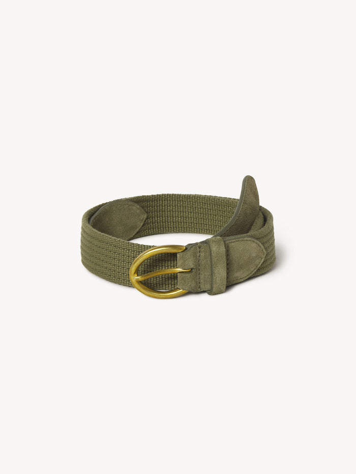 Olive Cotton Surcingle Belt - Product Flat