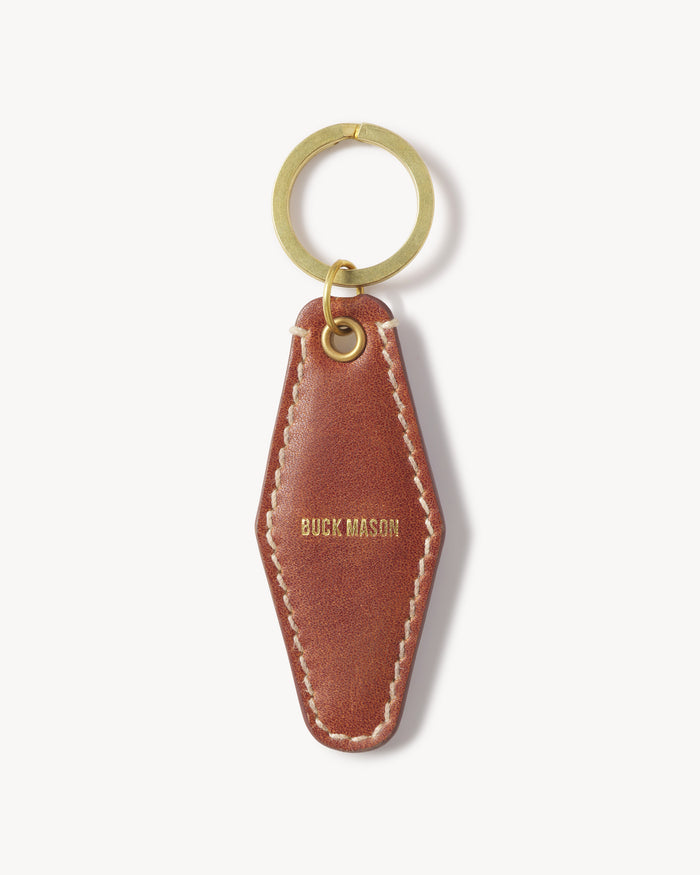 Cognac Countryman Full-Grain Leather Key Ring - Product Flat