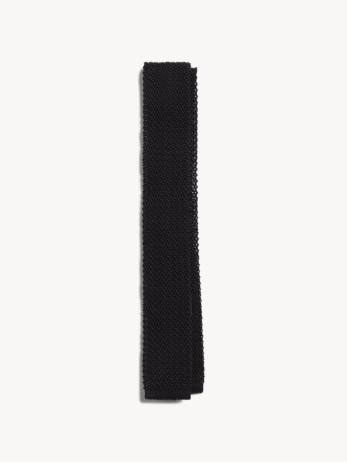 Black Italian Silk Knit Tie - Product Flat