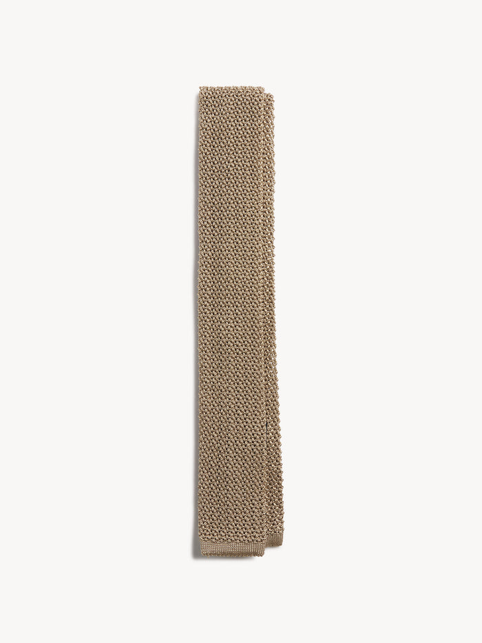 Khaki Italian Silk Knit Tie - Product Flat