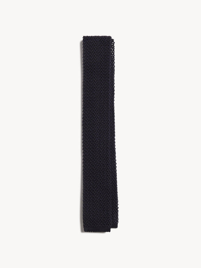Navy Italian Silk Knit Tie - Product Flat