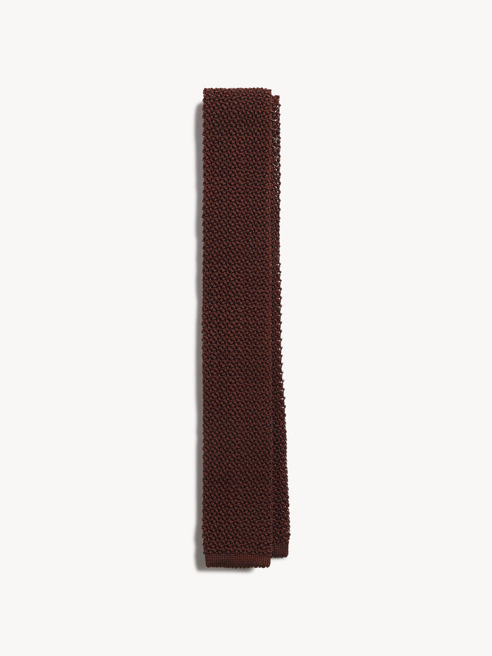 Rust Italian Silk Knit Tie - Product Flat