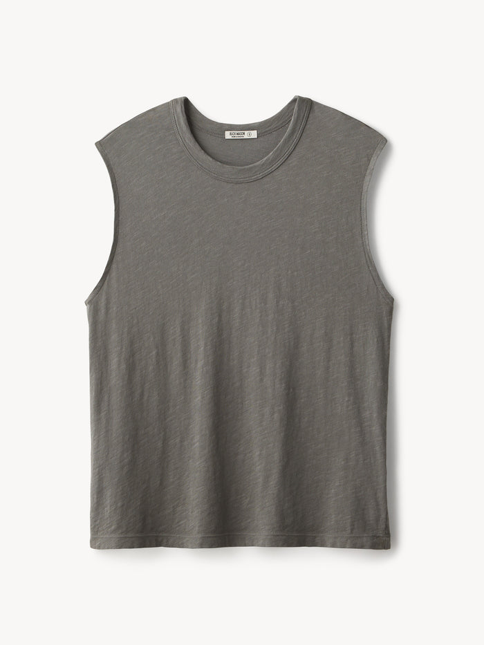 Faded Black Venice Wash Slub Muscle Tank - Product Flat