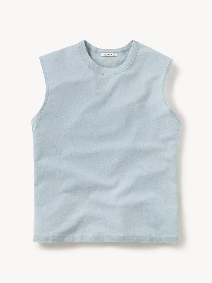 L016 Indigo Dipped Jersey Muscle Tank - Product Flat