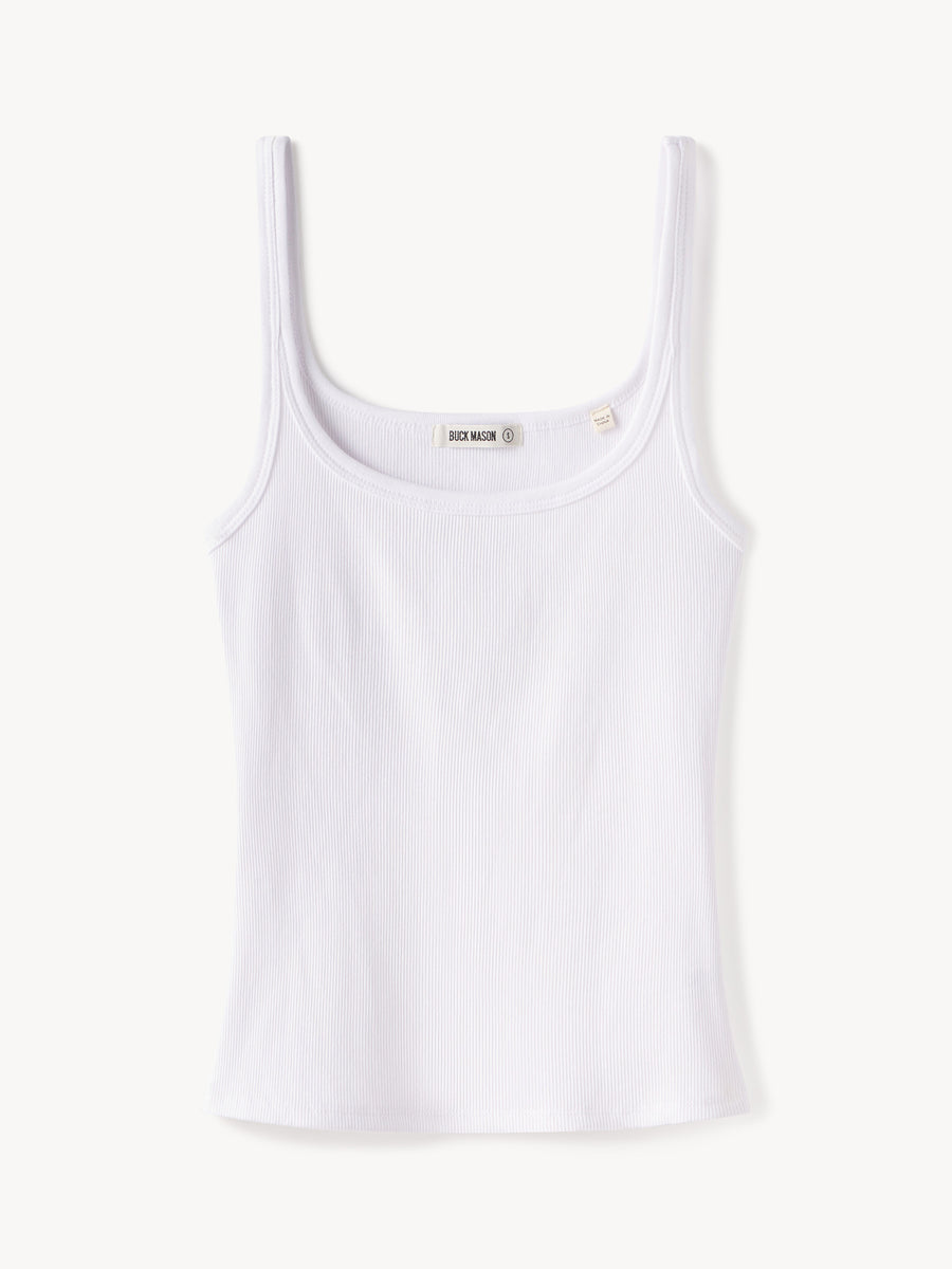 White Surplus Rib Scoop Neck Tank