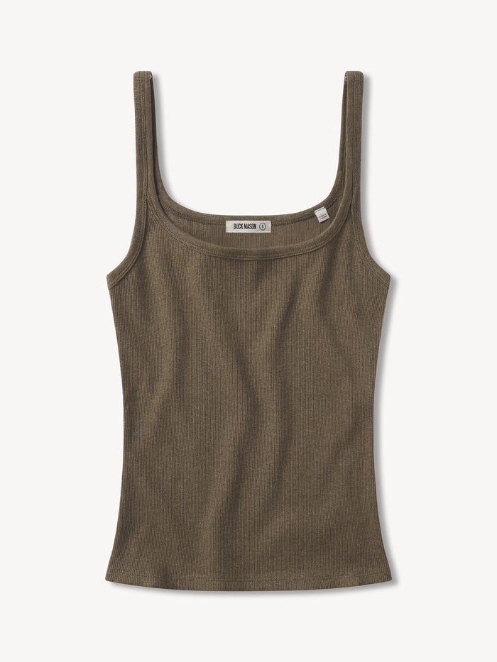 Pictures of Marled Bay Leaf Surplus Rib Scoop Neck Tank from a variety of angles