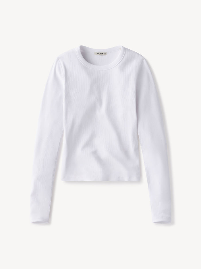 White Surplus Rib L/S Crew - Product Flat