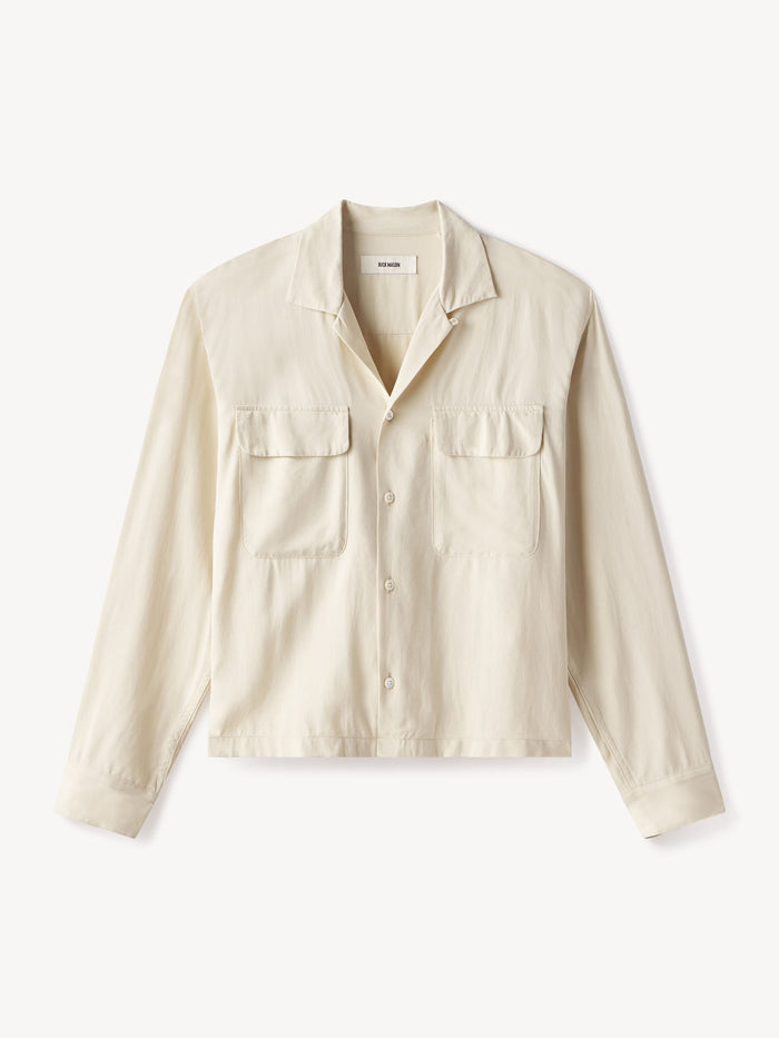 Warm White Silken Twill Studio Shirt - Product Flat