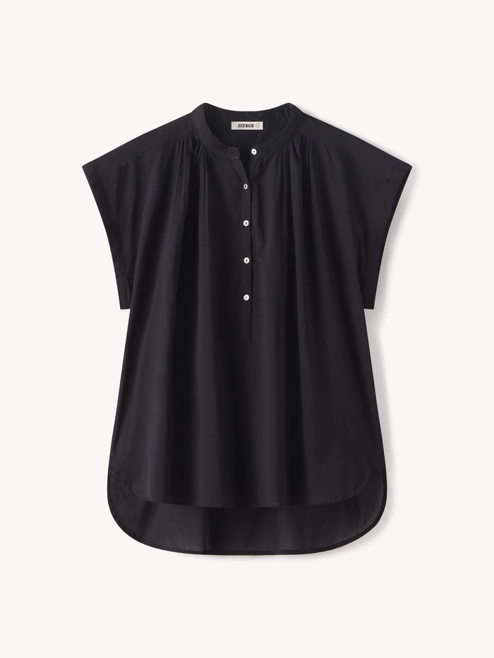 Black Heirloom Cotton Sleeveless Ojai Shirt - Product Flat