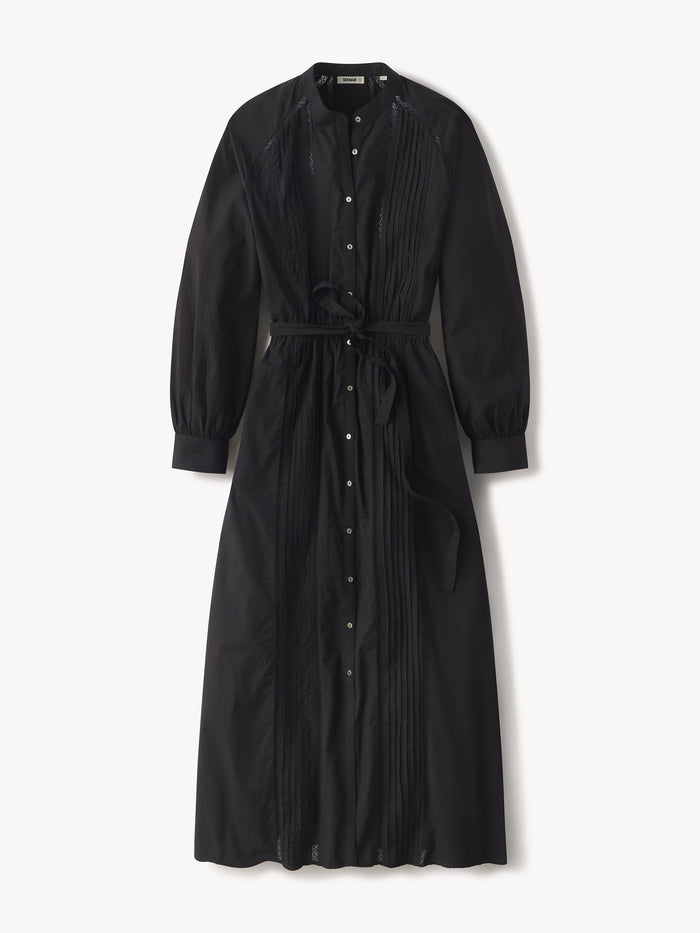 Black Heirloom Poplin Poet Dress - Product Flat