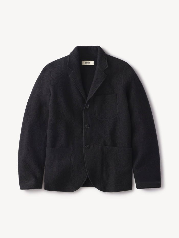 Black Felted Wool Chore Coat - Product Flat