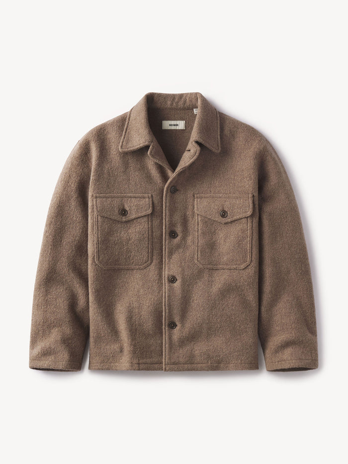 Marled Deep Khaki Felted Field Shirt - Product Flat