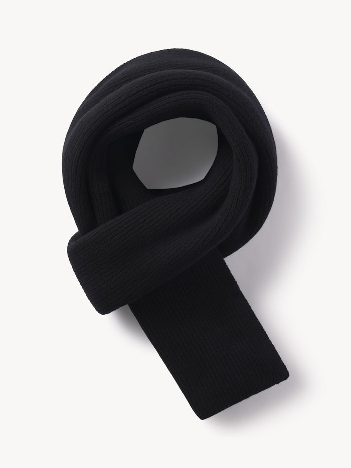 Black Lounge Wool Scarf - Product Flat