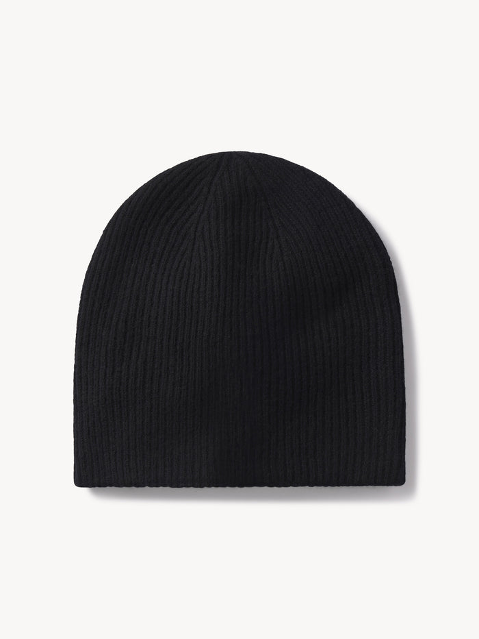 Black Lounge Wool Beanie - Product Flat