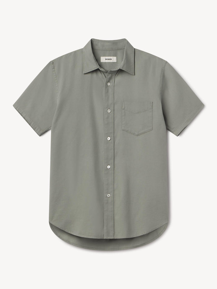 Pictures of Grey Sea Draped Twill S/S One Pocket Shirt from a variety of angles