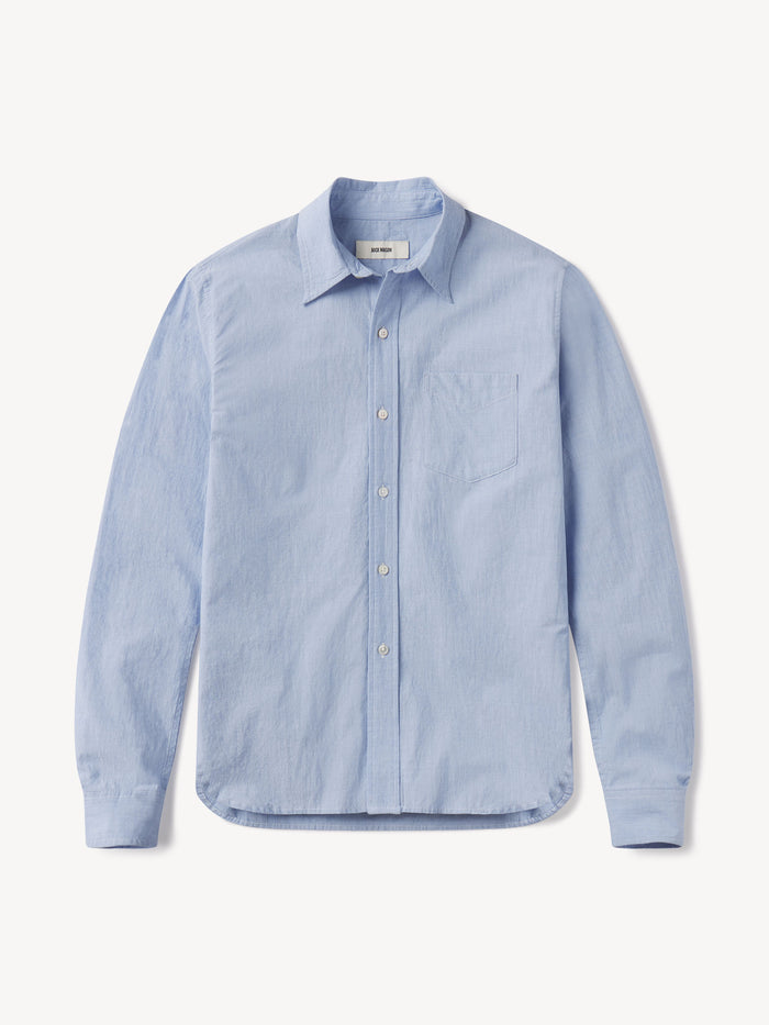 View of the French Blue Eoe Mainstay Cotton Shirt