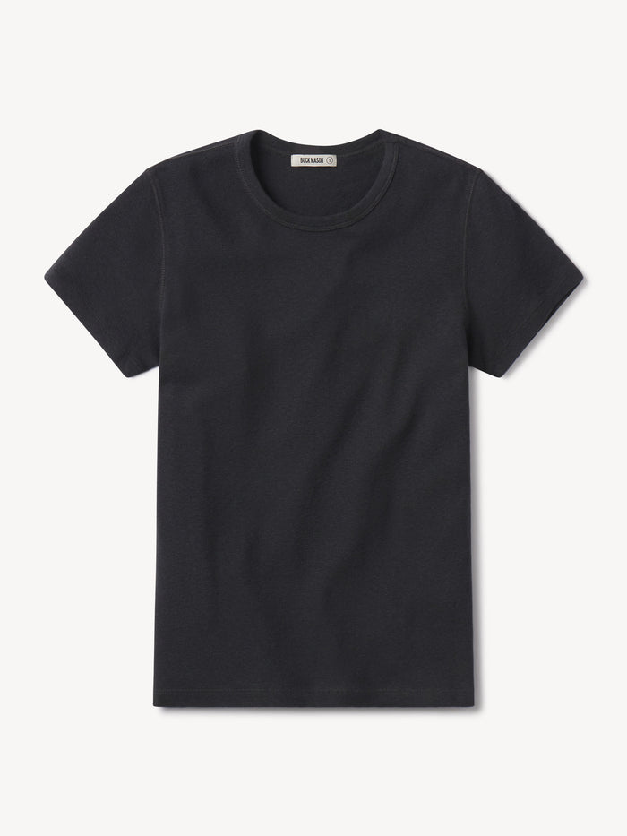 Soft Black Heirloom Rib S/S Tee - Product Flat