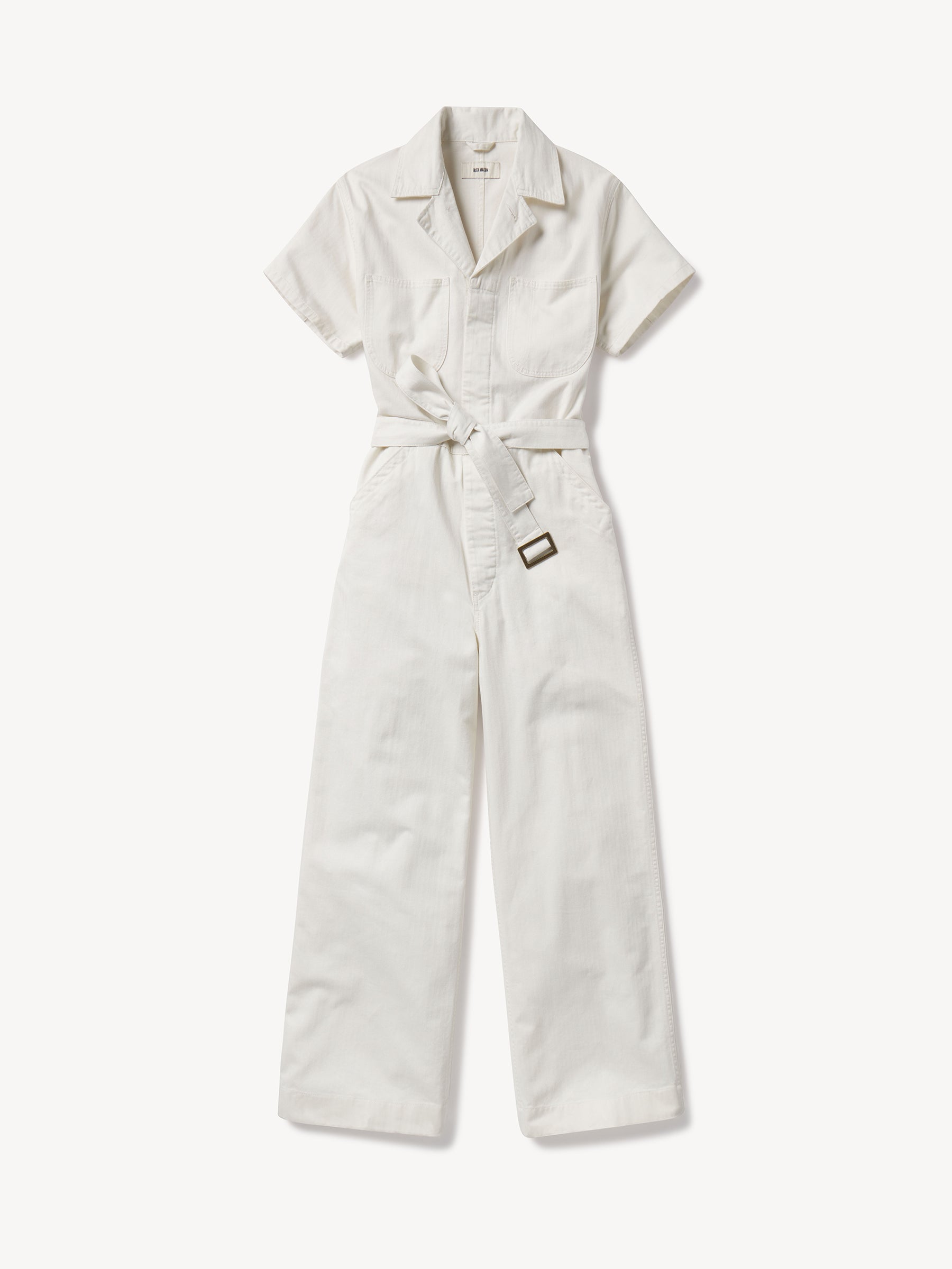 Natural Herringbone Twill S/S Utility Jumpsuit