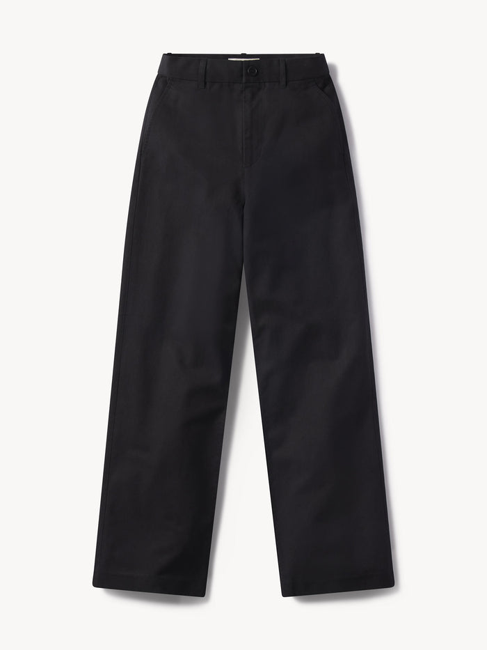 Black Ever Twill Straight Leg Trouser - Product Flat