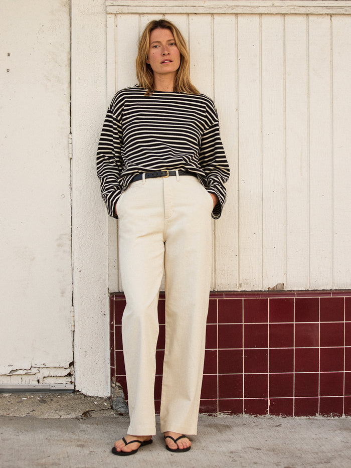 View of the Warm White Baja Twill Field Chino