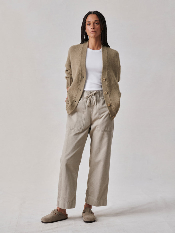 Model Wearing Baywood Herringbone Twill Utility Pull-On Pant