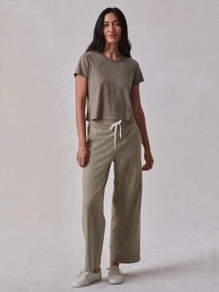 Model Wearing Birch Vintage Interloop Wide Leg Sweatpant