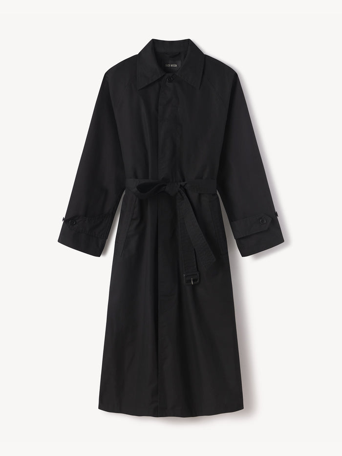 Black Storm Stopper Mackintosh Trench - Product Flat