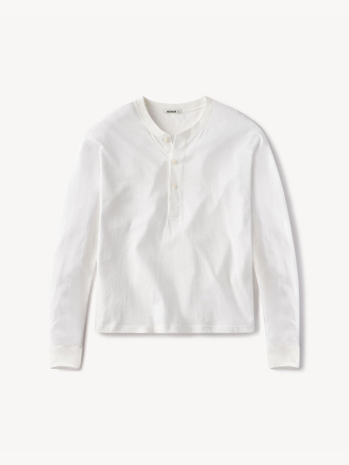 White Slub L/S Henley - Product Flat