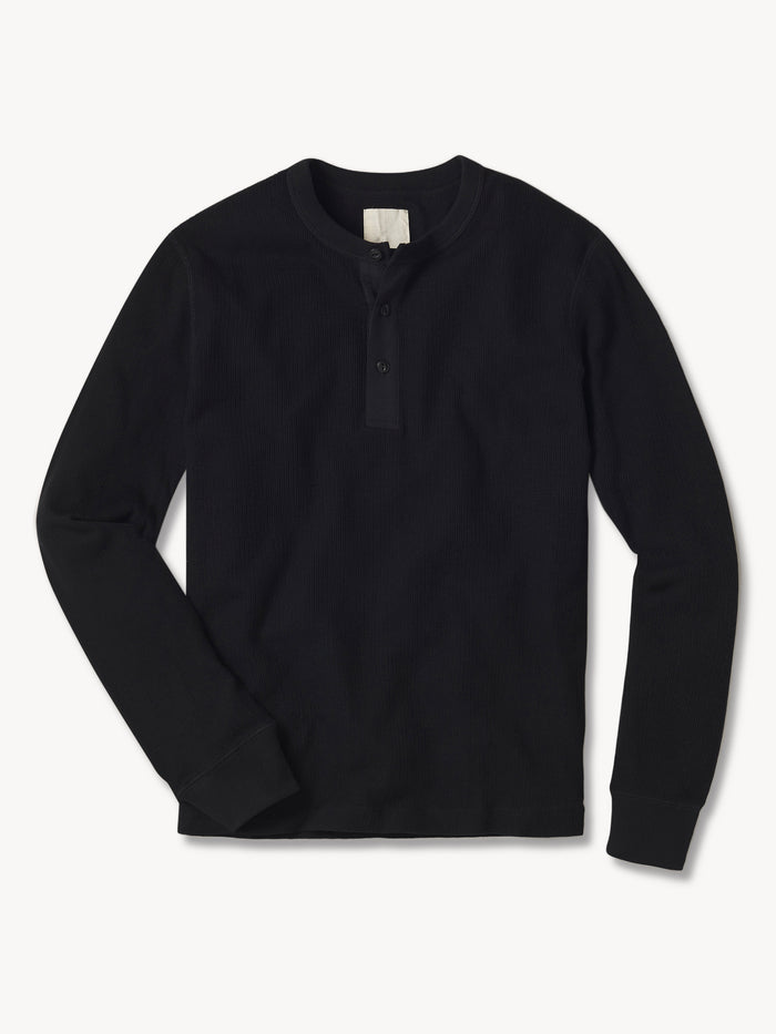 Black Thermal Henley - Product Flat