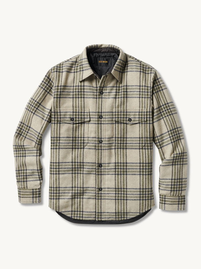 Khaki/Olive Wool Plaid CPO Jacket - Product Flat