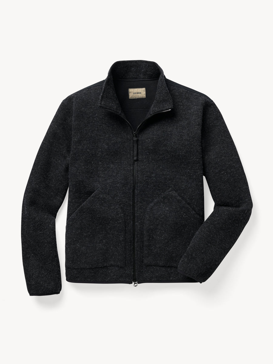 Heather Black Alpine Merino Fleece Pack Jacket - Buck Mason- Modern  American Classics