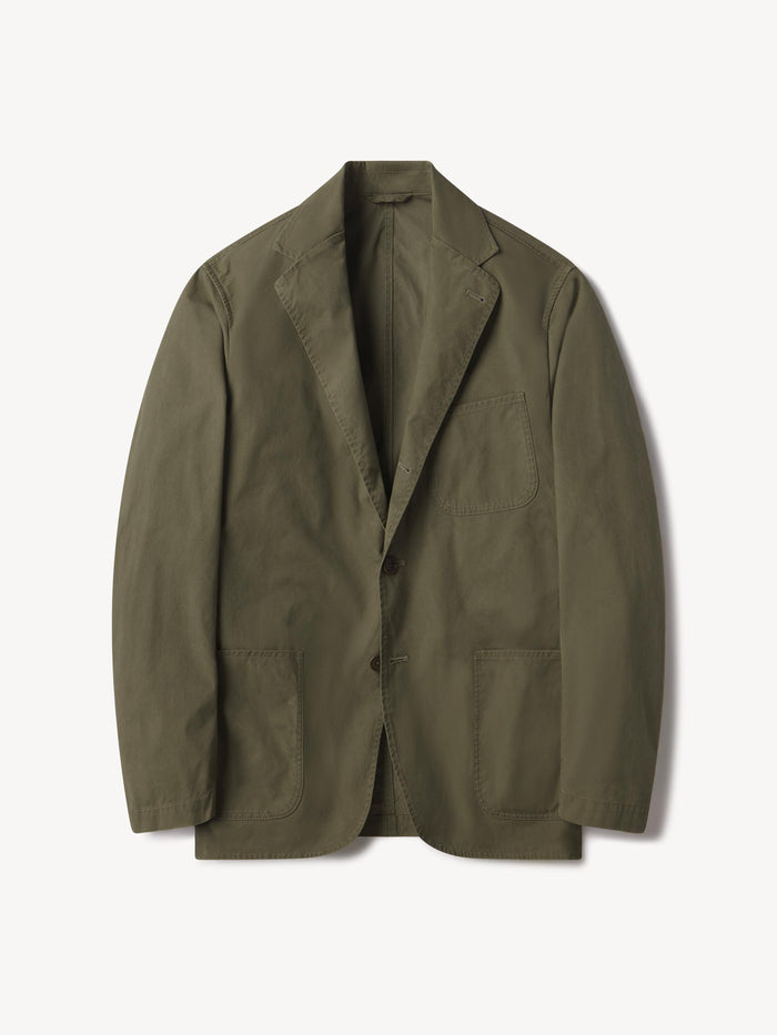 View of the Tanker Green Venice Wash Parachute Poplin Carry-On Jacket