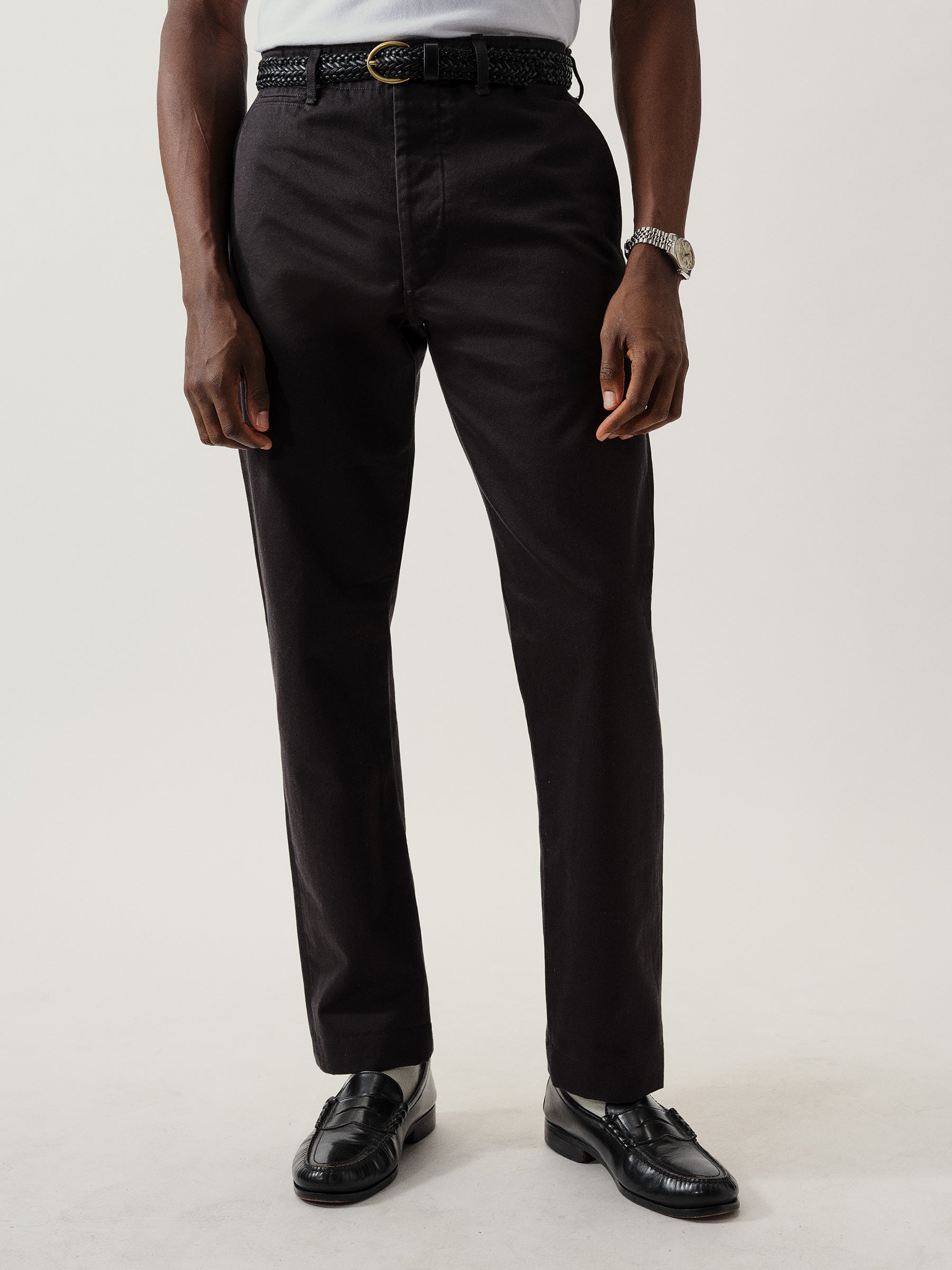 Buy Men Black Solid Slim Fit Trousers Online - 709522 | Van Heusen