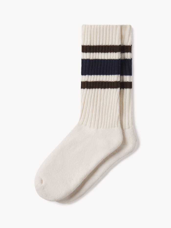 Dark Brown / Royal Navy Two Plus One Sport Sock - Product Flat