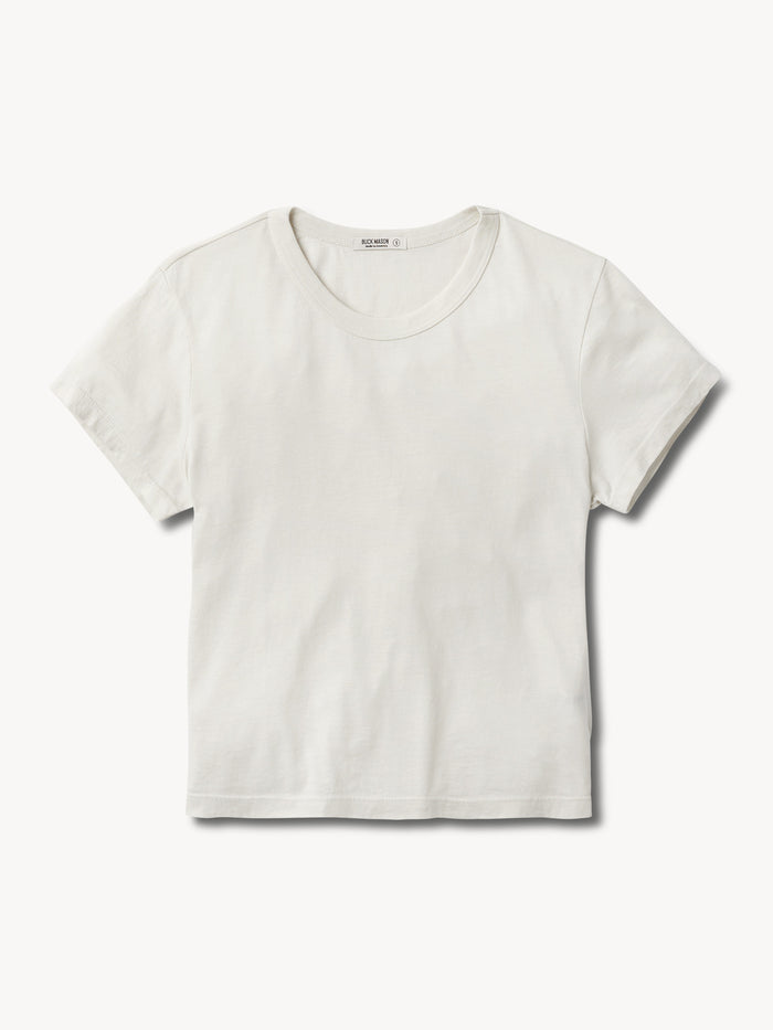 White Pima Boxy Crew - Product Flat